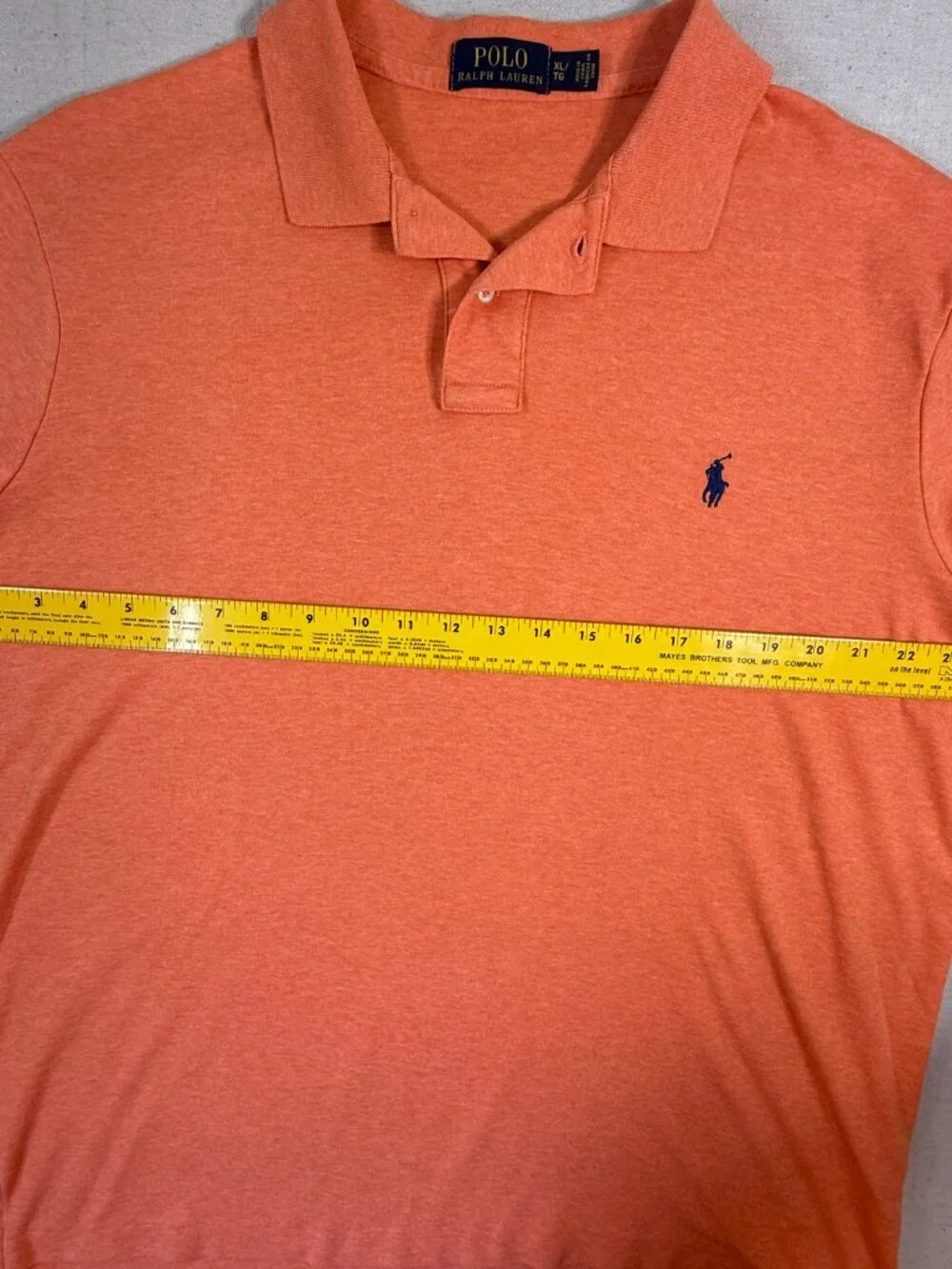 Polo Ralph Lauren Orange Polo Shirt Men's XL Short Sleeve Embroidered Logo
